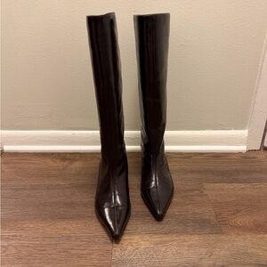 Zara Kitten Heel Knee High Boots Size 9